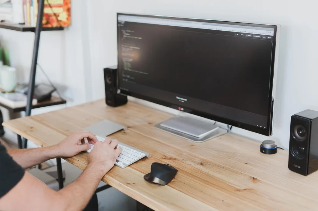 Typing Computer Screen