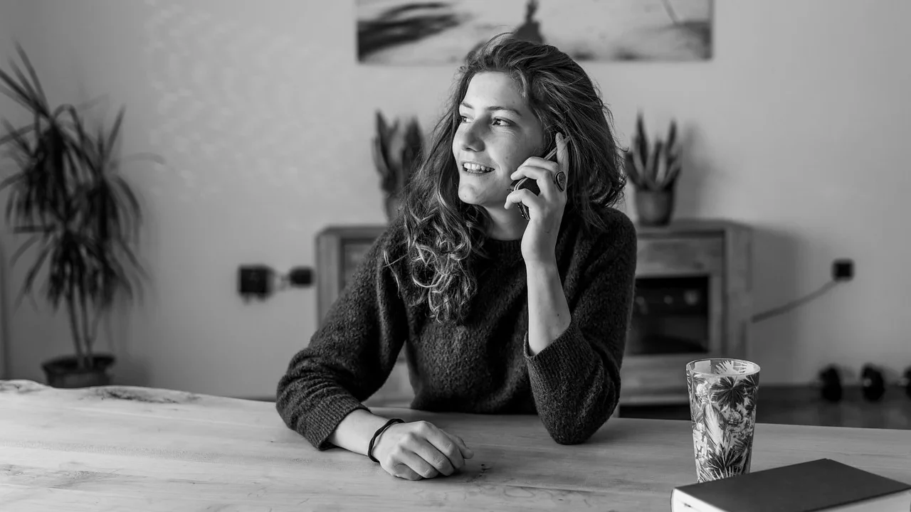 Smartphone Voice Assistant Person Talking To Phone