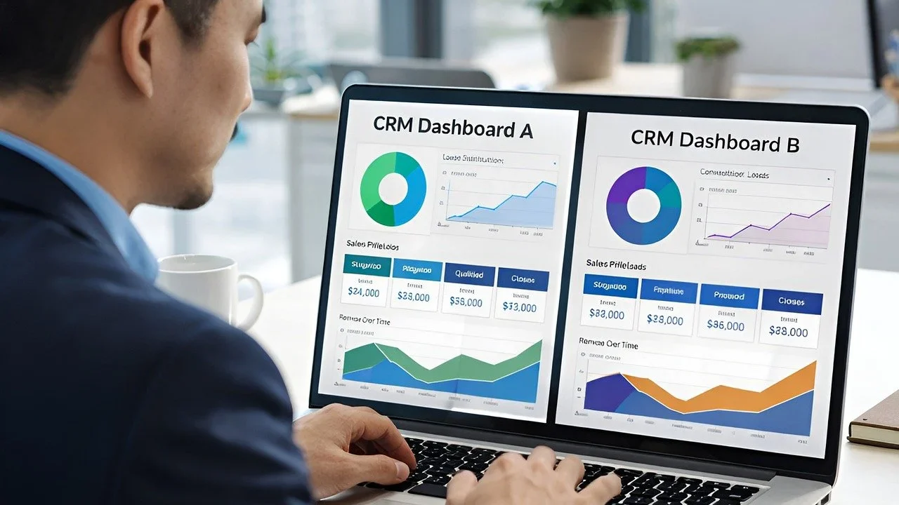 Software Interface Analytics Dashboard Magnifying Glass