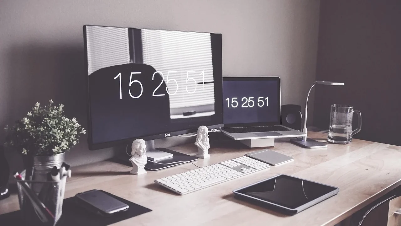 Stressed Businessman Multiple Monitors
