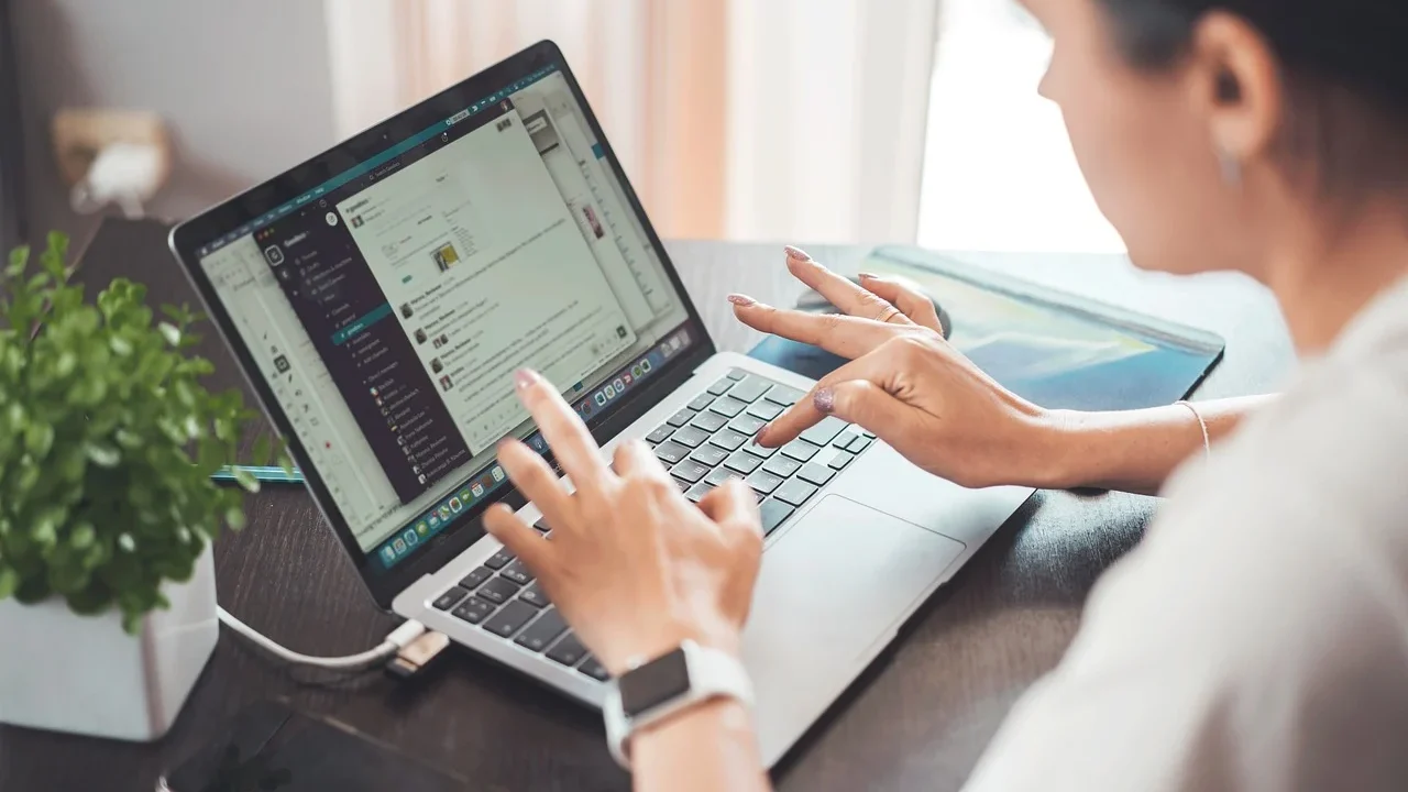 Typing On Laptop Digital Productivity
