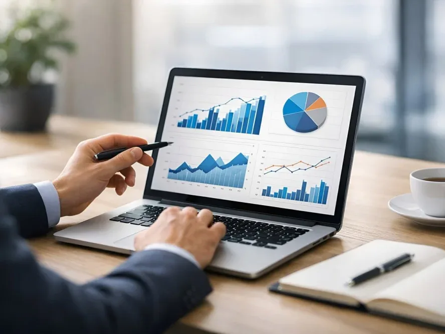 Digital Marketing Strategy Laptop Charts